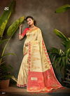 Cream Colour Latest Designer Fancy Festive Wear Printed Banarasi Silk Saree Collection 801